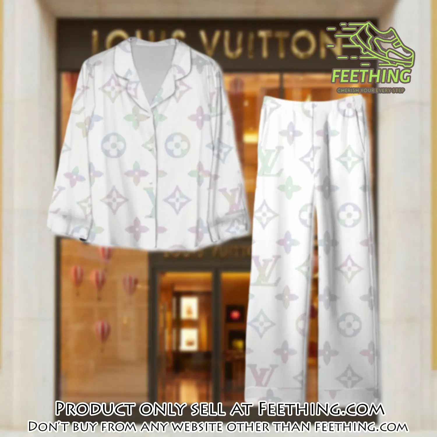 Trending luxury lv satin pajama set pjs1105 ft5908177